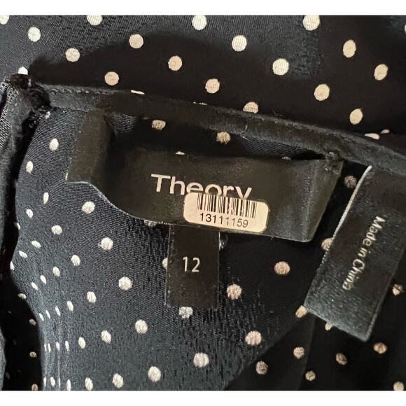Theory Black Crepe Polka Dot Crew Dress 12 - Picture 7 of 8